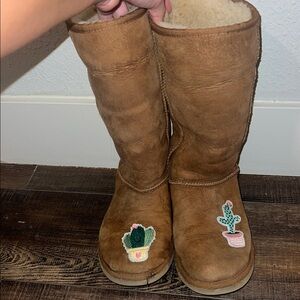Tall Chestnut Uggs with Patches